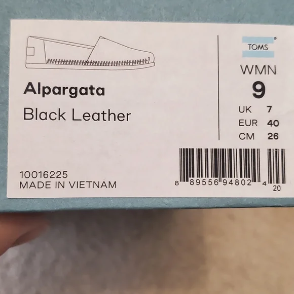 Black Real LeatherToms Alpargata Flats 9 Nearly New - Picture 6 of 6